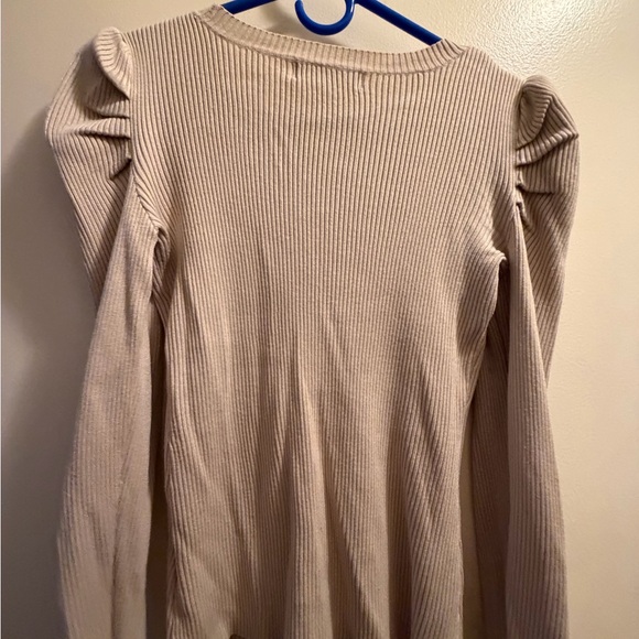 Almost Famous Cream Ribbed Knit Top - Picture 4 of 4